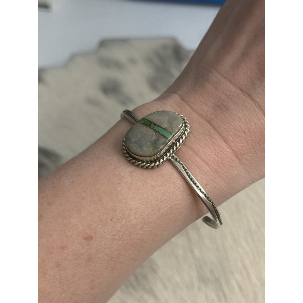 Sterling Silver Royston Ribbon Turquoise Native Donovan Skeet Cuff Bracelet 925 - Picture 13 of 15